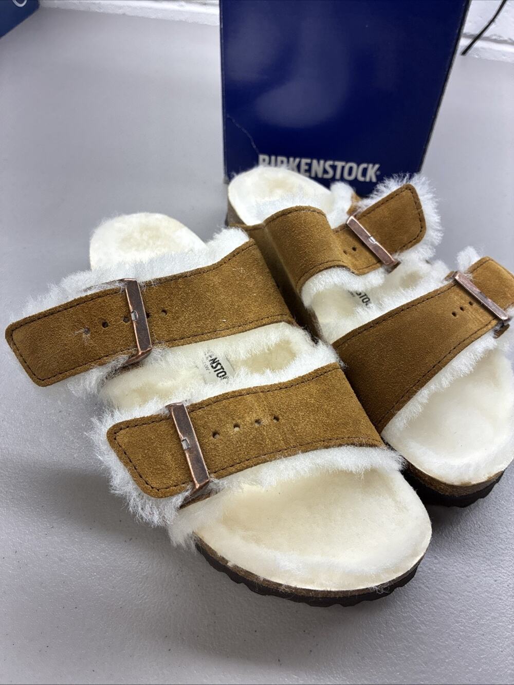 Birkenstock Arizona Shearling Suede (Mink) Women's Size 6 Or 37 New 1001135